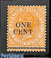Straits Settlements, 1c on 8c, Stamp out of set
