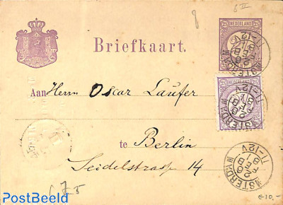 Postcard 2.5c, uprated to Berlin