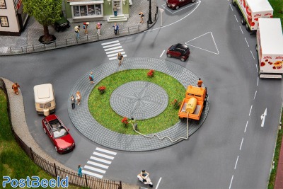 Roundabout and traffic island