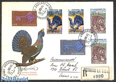 Registered letter with Europa and Fauna stamps