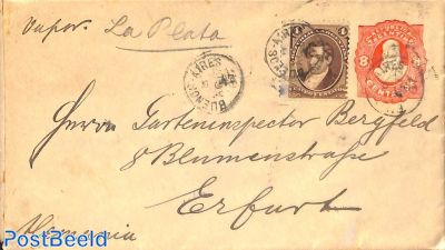 Envelope 8c, uprated to Erfurt (D)