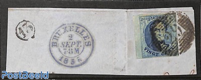 20c blue on piece of cover