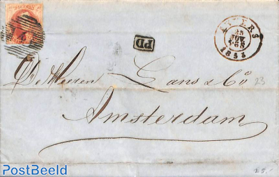 Folding letter from Antwerpen to Amsterdam. See Anvers mark.