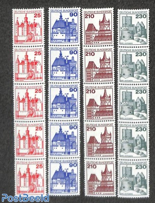 Definitives 4v, strips of 5 with number on reverse