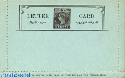 Card Letter 5 CENTS brownish black, perforated at top