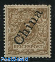 German Post, 3Pf, light ockre brown, steep overpr