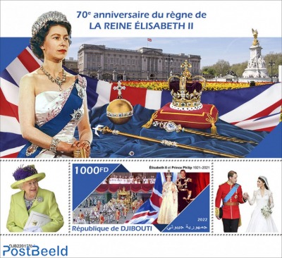 70th anniversary of the reign of Queen Elizabeth II (Elizabeth II and Prince Philip 1921–2021) [s/s 1000FD]