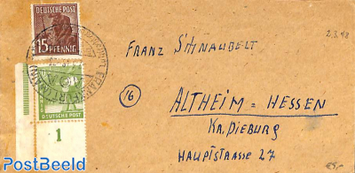 Letter from Frankfurt to Altheim (luftfracht verbindung)