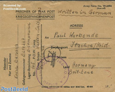 Prisoner of war letter from and to Germany