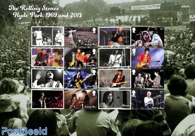 The Rolling Stones, Hyde Park 1969 and 2013 8v s-a, Collectors Sheet