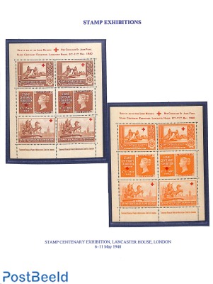 5x Stamp Exhibition promotional seals sheet London 1940