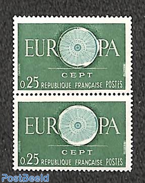 Europa CEPT 1960, 2 misprints (center wheel not printed properly)