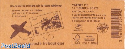 Timbres aérienne, Booklet with 12x rouge s-a