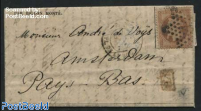 Letter from Paris to Amsterdam Par Ballon Monte (by Balloon flight), Siege of Paris