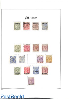 2 Pages with Queen Victoria stamps o/*,  Gibraltar