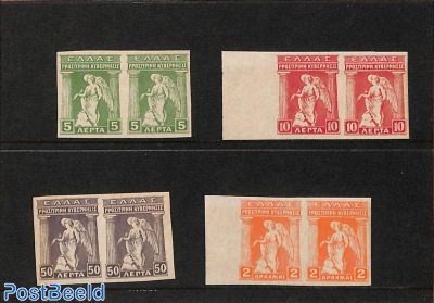 4 imperforated pairs MNH