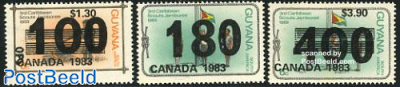 World jamboree Canada 3v, overprints