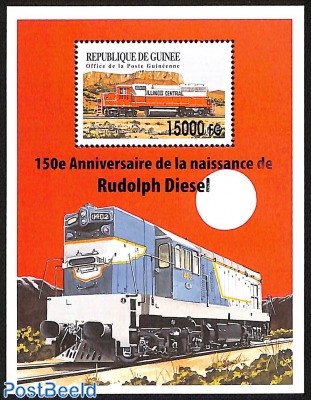Rudolf Diesel, trains, locomotives, overprint, block