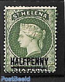 HALFPENNY on 6p, Type II, Stamp out of set