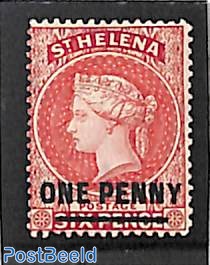 ONE PENNY on 6p, Stamp out of set