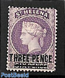 THREE PENCE on 6d, violet, Stamp out of set