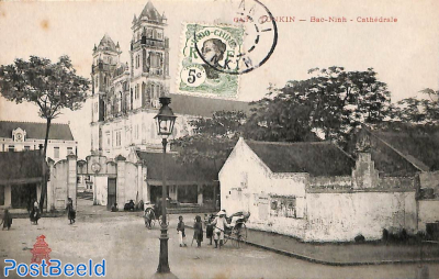 Postcard Tonkin, with stamp on frontside