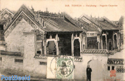 Postcard Tonkin, with stamp on frontside