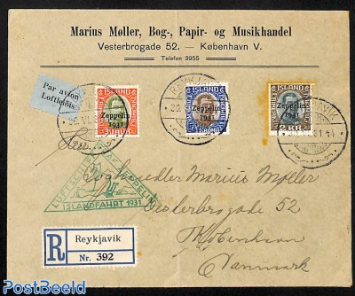 Cover Zeppelin post (somewhat brown around 2Kr stamp)