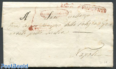 A folding letter from Girgenti to Napoli