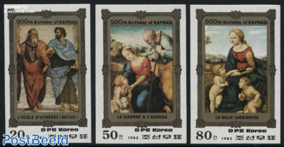 Raphael paintings 3v, imperforated