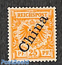 German Post, 25Pf, steep overprint