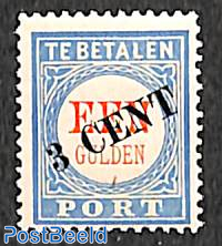 3cent on 1gld, Type III, Stamp out of set