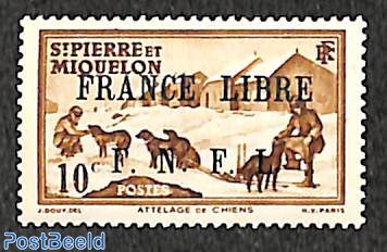 10c, FRANCE LIBRE, stamp out of set