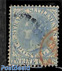 Straits Settlements,12c blue, WM Crown-CC, stamp out of set