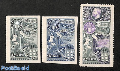 3 promotional seals Automobile Rallye 1912