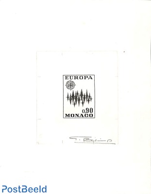 Epreuve blackprint with signature of designer, Europa 1972