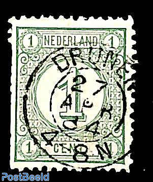 Kleinrond DRUNEN on NVPH No. 31 (damaged stamp)