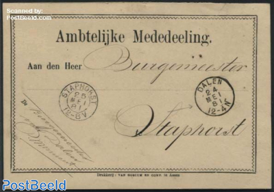 Kleinrond DALEN & STAPHORST on official mail