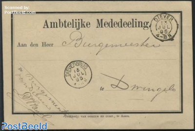 Kleinrond DIEVER and DIEVERBRUG on official mail