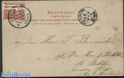 Kleinrond DE KNIJPE (as arrival postmark) on postcard