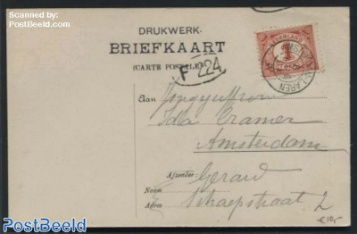 Kleinrond AMSTERDAM-LAREN on NVPH 51 on postcard