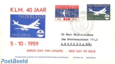 40 years KLM, FDC with typed address