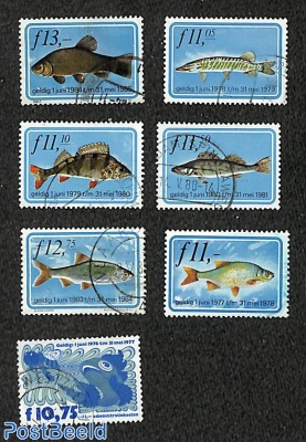 7 Dutch Fish-License stamps
