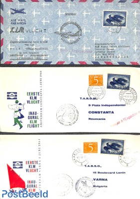 3 KLM first flight covers