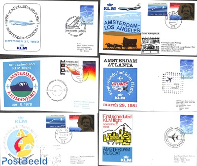 6 KLM first flight covers
