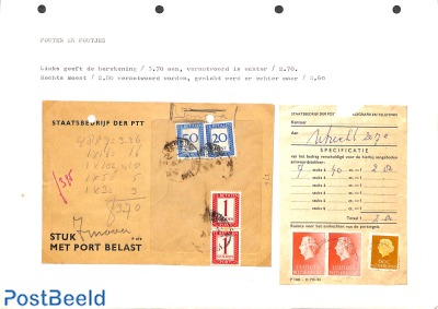 Postage due cover and card , see description (in dutch)