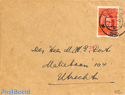 NVPH No. 447 on cover from Leiden to Utrecht