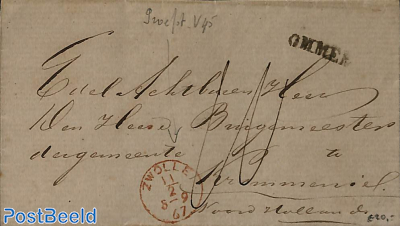 letter from OMMEN via ZWOLLE and WORMERVEER to Krommenie