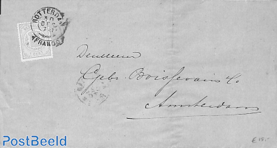 Folding cover from Rotterdam to Amsterdam, see both postmarks. Wapenzegel 1cent 