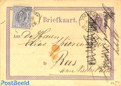 'Briefkaart' from Doesborgh to Rees, Germany. See Doesborgh postmark